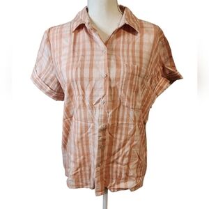 Universal thread orange plaid button‎ down